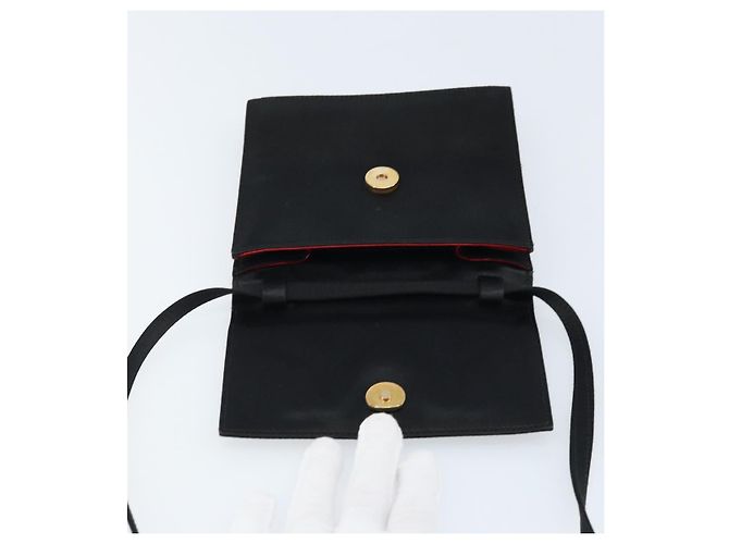 Céline Borsa a Spalla Circle CELINE Satin Nero Oro Auth 172397V D'oro - vista 10