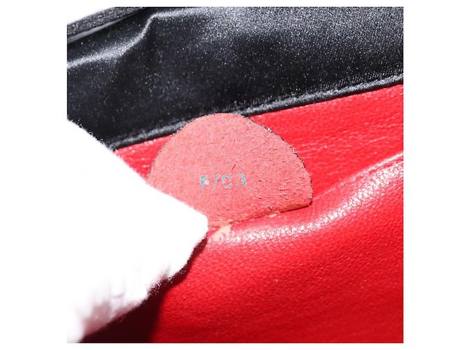 Céline Borsa a Spalla Circle CELINE Satin Nero Oro Auth 172397V D'oro - vista 12