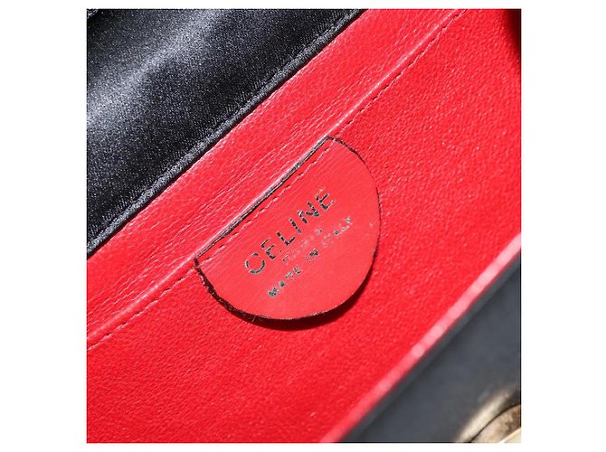 Céline Borsa a Spalla Circle CELINE Satin Nero Oro Auth 172397V D'oro - vista 18