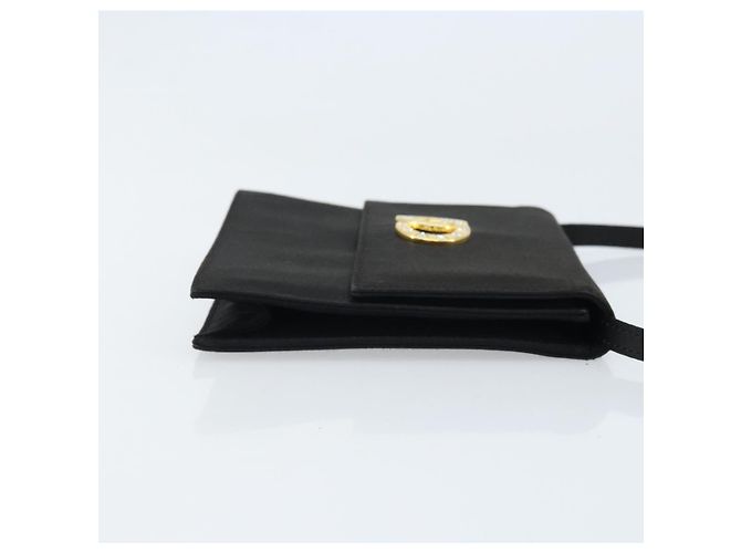 Céline Borsa a Spalla Circle CELINE Satin Nero Oro Auth 172397V D'oro - vista 3