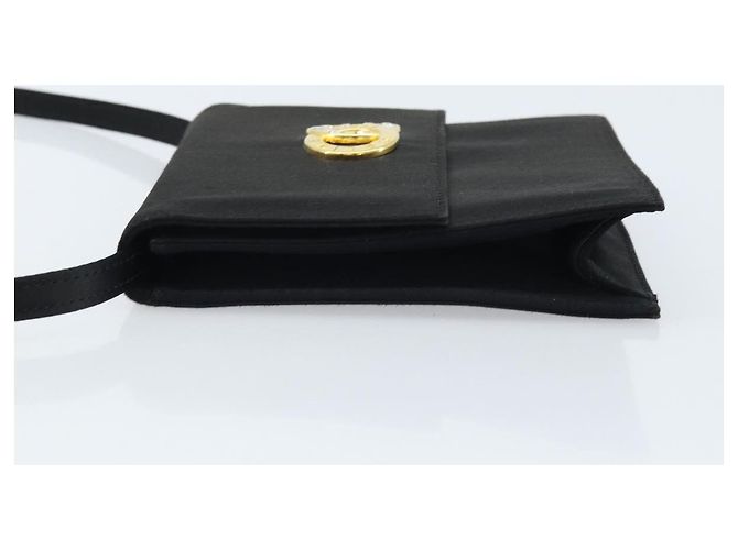 Céline Borsa a Spalla Circle CELINE Satin Nero Oro Auth 172397V D'oro - vista 4