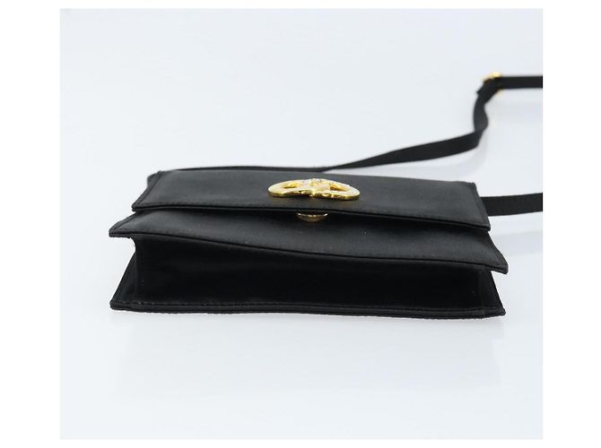 Céline Borsa a Spalla Circle CELINE Satin Nero Oro Auth 172397V D'oro - vista 5
