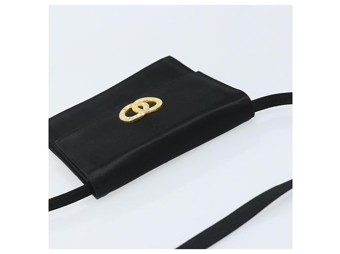 Céline Borsa a Spalla Circle CELINE Satin Nero Oro Auth 172397V D'oro - vista 6
