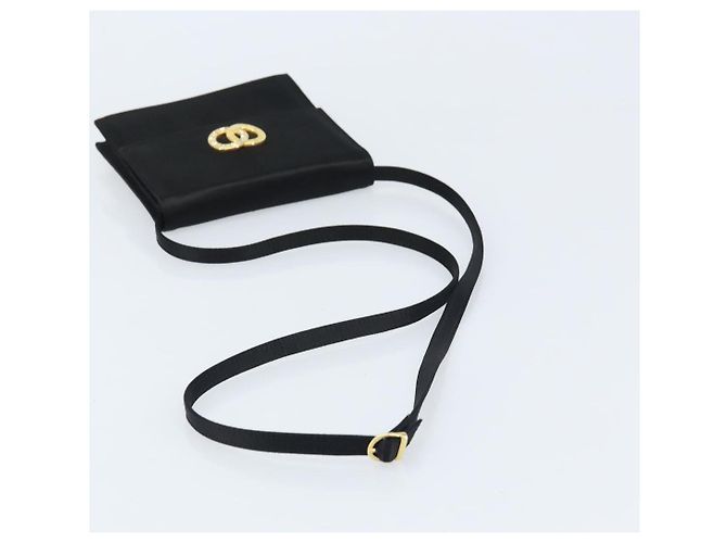 Céline Borsa a Spalla Circle CELINE Satin Nero Oro Auth 172397V D'oro - vista 7