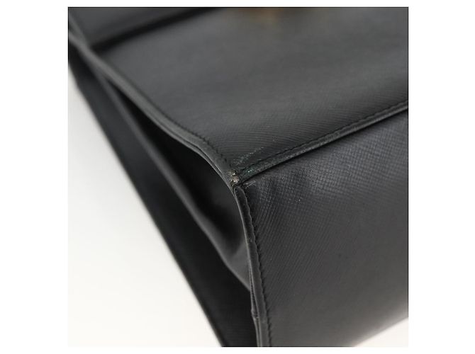 Borsa a mano in pelle nera e oro Gancini di Salvatore Ferragamo Auth ka2959 Nero D'oro - vista 14