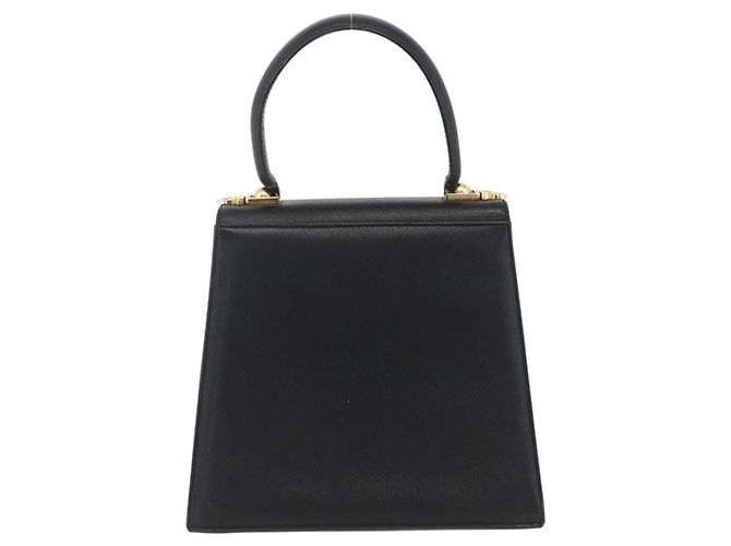 Borsa a mano in pelle nera e oro Gancini di Salvatore Ferragamo Auth ka2959 Nero D'oro - vista 2