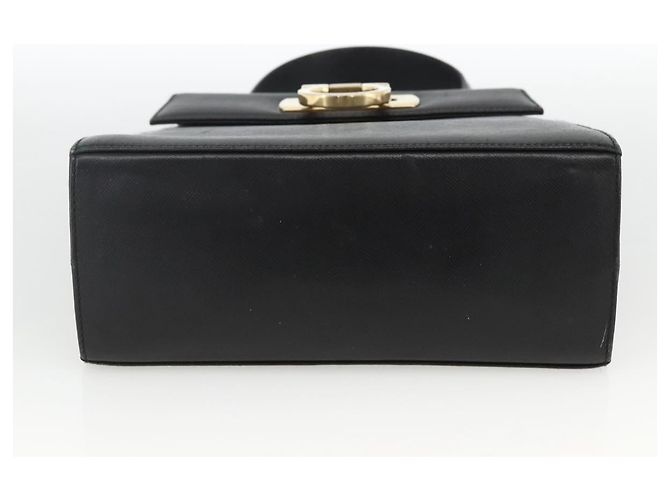 Borsa a mano in pelle nera e oro Gancini di Salvatore Ferragamo Auth ka2959 Nero D'oro - vista 5