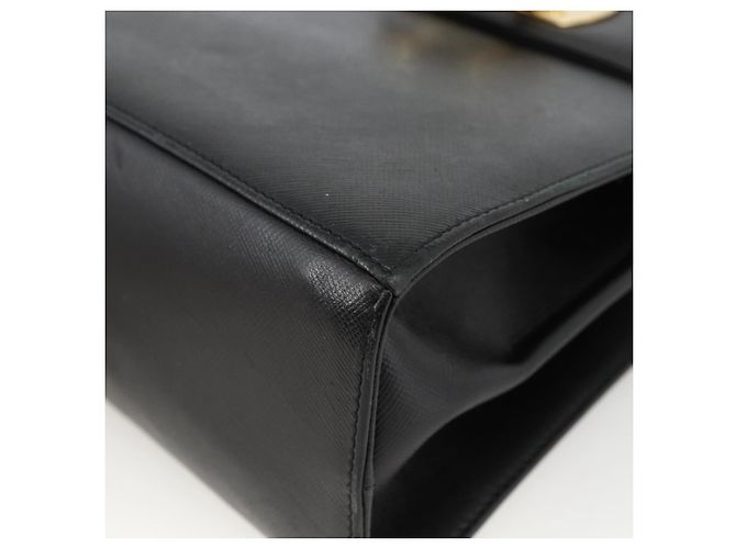Borsa a mano in pelle nera e oro Gancini di Salvatore Ferragamo Auth ka2959 Nero D'oro - vista 9