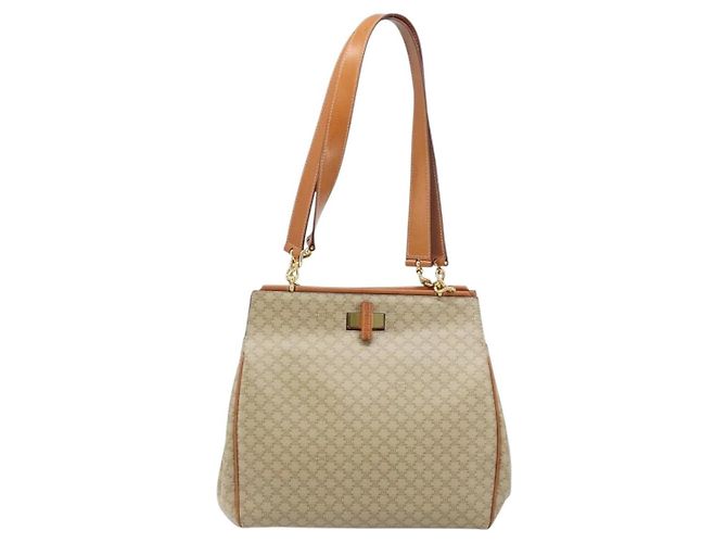Céline CELINE Macadam Canvas Tote Bag PVC Beige Gold Auth ARZ058V Golden - Ansicht 13