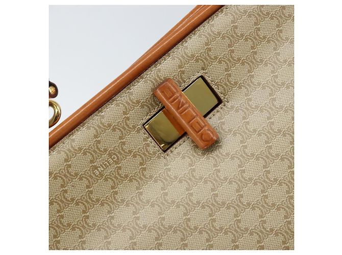 Céline CELINE Macadam Canvas Tote Bag PVC Beige Gold Auth ARZ058V Golden - Ansicht 18
