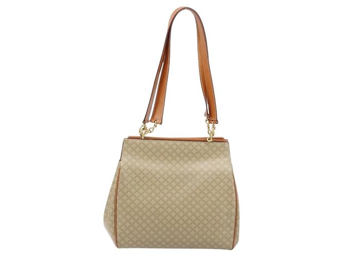 Céline CELINE Macadam Canvas Tote Bag PVC Beige Gold Auth ARZ058V Golden - Ansicht 2