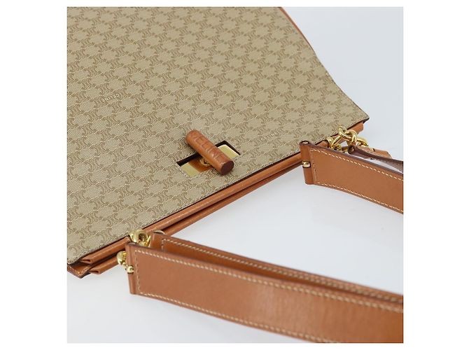 Céline CELINE Macadam Canvas Tote Bag PVC Beige Gold Auth ARZ058V Golden - Ansicht 6