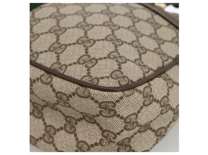 Sac à main Gucci GG Supreme Web Sherry Line PVC Beige Or 010 378 Auth ka3033 Doré - vue 14