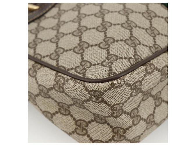 Sac à main Gucci GG Supreme Web Sherry Line PVC Beige Or 010 378 Auth ka3033 Doré - vue 15