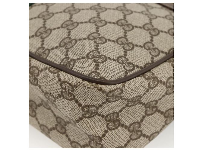 Sac à main Gucci GG Supreme Web Sherry Line PVC Beige Or 010 378 Auth ka3033 Doré - vue 16