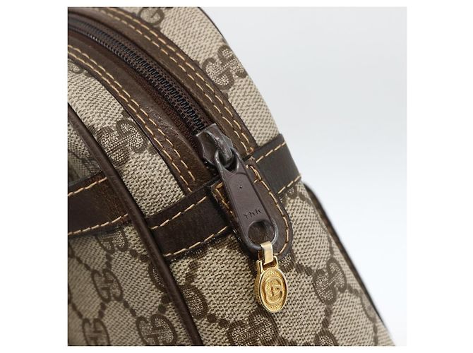 Sac à main Gucci GG Supreme Web Sherry Line PVC Beige Or 010 378 Auth ka3033 Doré - vue 18
