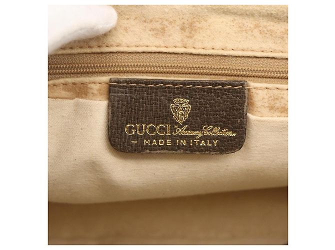 Sac à main Gucci GG Supreme Web Sherry Line PVC Beige Or 010 378 Auth ka3033 Doré - vue 20