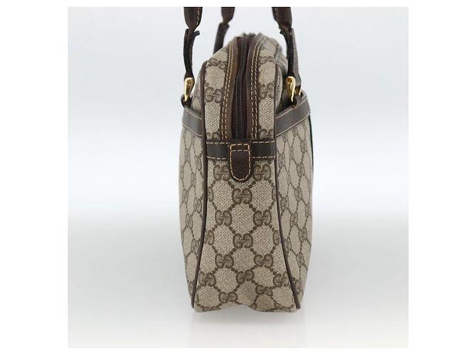 Sac à main Gucci GG Supreme Web Sherry Line PVC Beige Or 010 378 Auth ka3033 Doré - vue 4