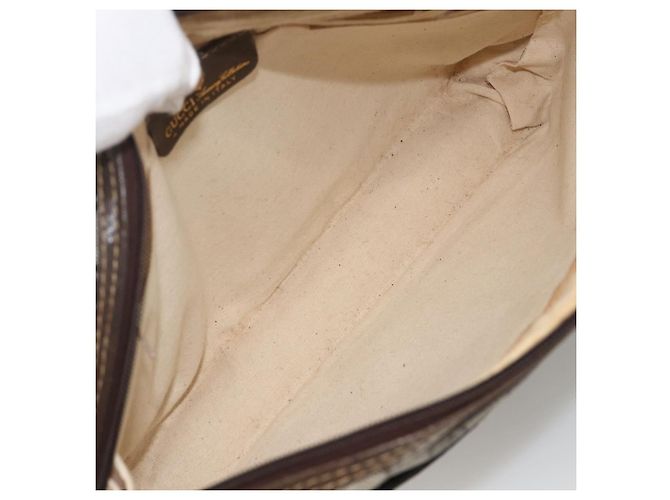 Sac à main Gucci GG Supreme Web Sherry Line PVC Beige Or 010 378 Auth ka3033 Doré - vue 9