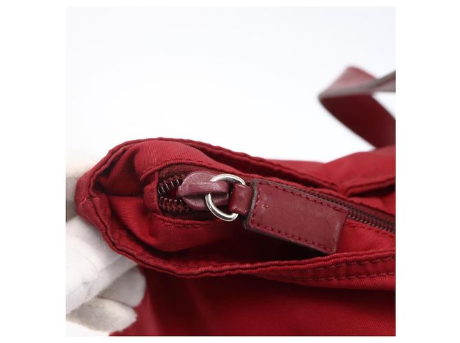 Borsa Tote Prada in Nylon Rosso Argento Auth gh1824 - vista 10