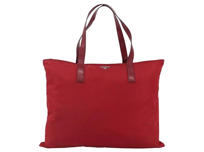 Borsa Tote Prada in Nylon Rosso Argento Auth gh1824 - vista 13