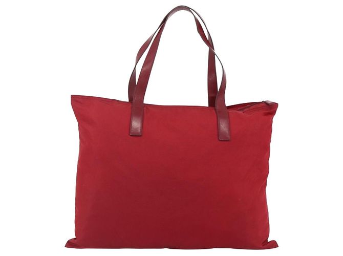 Borsa Tote Prada in Nylon Rosso Argento Auth gh1824 - vista 2