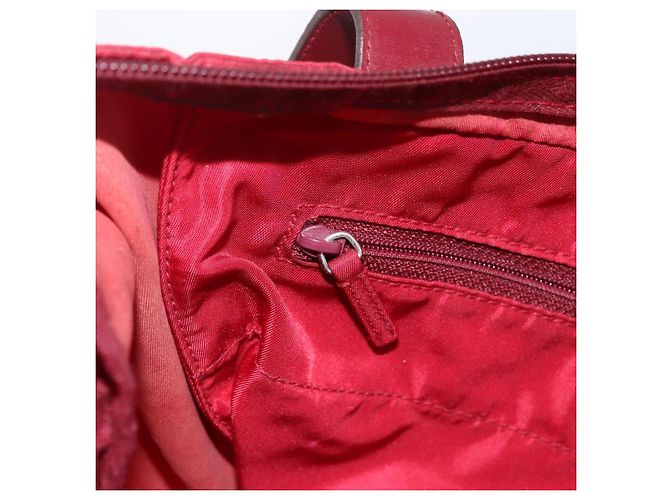 Borsa Tote Prada in Nylon Rosso Argento Auth gh1824 - vista 21