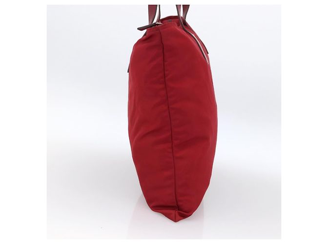 Borsa Tote Prada in Nylon Rosso Argento Auth gh1824 - vista 3