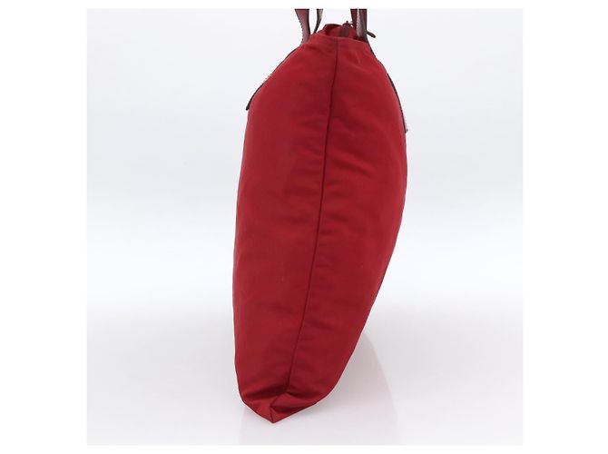 Borsa Tote Prada in Nylon Rosso Argento Auth gh1824 - vista 4