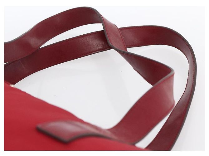 Borsa Tote Prada in Nylon Rosso Argento Auth gh1824 - vista 8