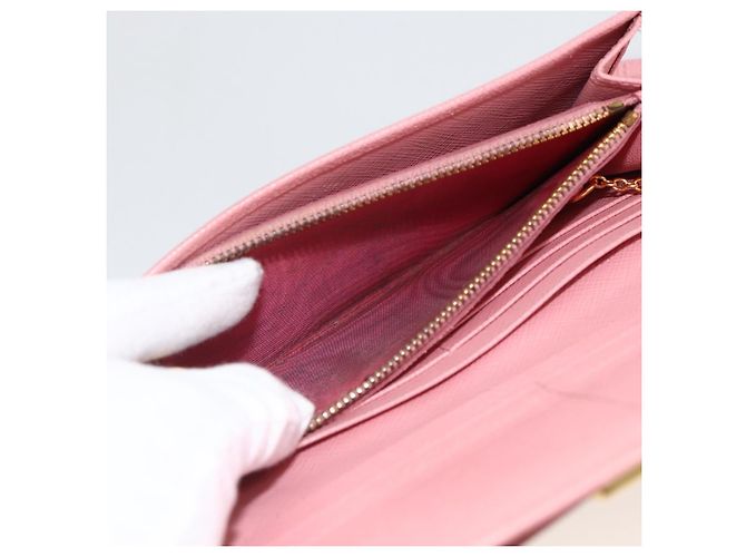 Saffiano PRADA Cartera Larga de cuero Safiano Rosa Dorado Auth bs33779 - vista 10