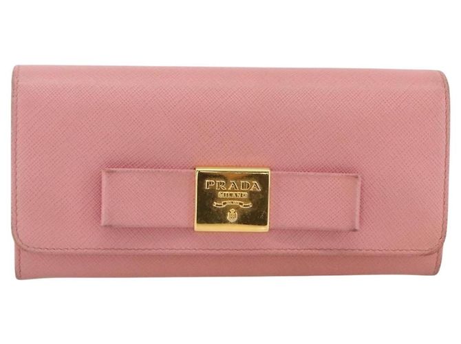 Saffiano PRADA Cartera Larga de cuero Safiano Rosa Dorado Auth bs33779 - vista 13