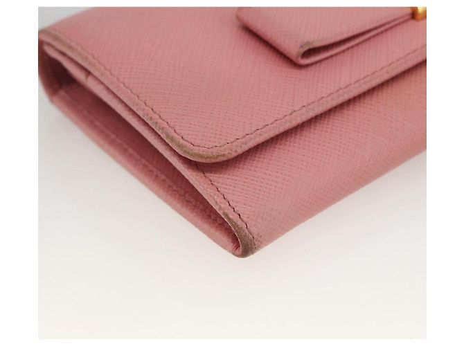 Saffiano PRADA Cartera Larga de cuero Safiano Rosa Dorado Auth bs33779 - vista 14