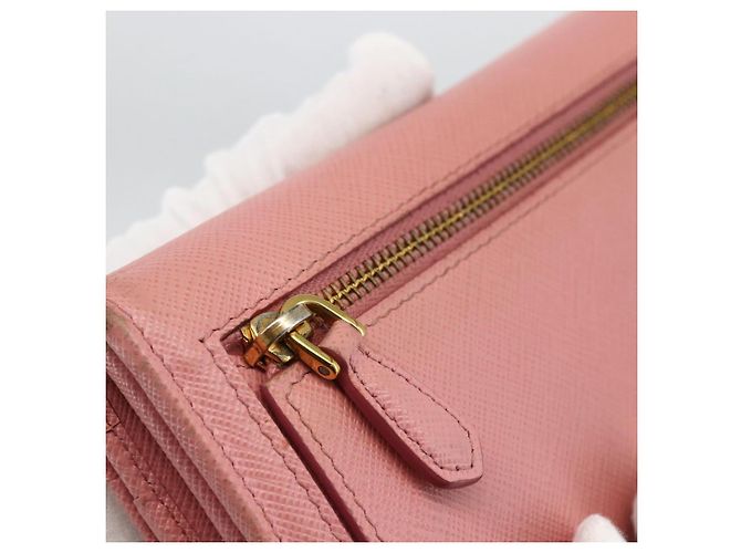 Saffiano PRADA Cartera Larga de cuero Safiano Rosa Dorado Auth bs33779 - vista 17