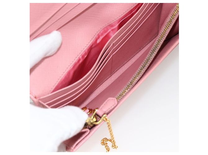 Saffiano PRADA Cartera Larga de cuero Safiano Rosa Dorado Auth bs33779 - vista 20