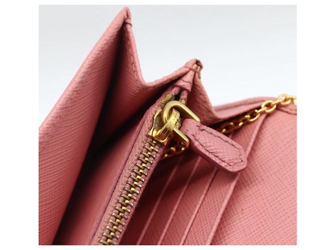 Saffiano PRADA Cartera Larga de cuero Safiano Rosa Dorado Auth bs33779 - vista 21
