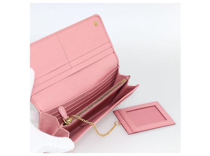 Saffiano PRADA Cartera Larga de cuero Safiano Rosa Dorado Auth bs33779 - vista 8