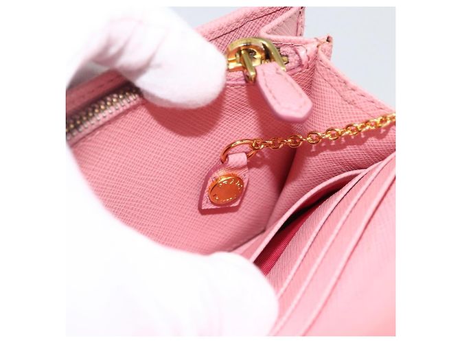 Saffiano PRADA Cartera Larga de cuero Safiano Rosa Dorado Auth bs33779 - vista 9