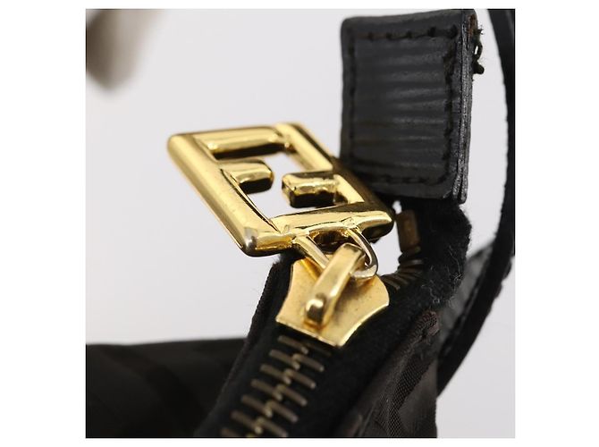 Borsa a Spalla in Tela Zucca FENDI Nero Oro Auth ep13431 D'oro - vista 10