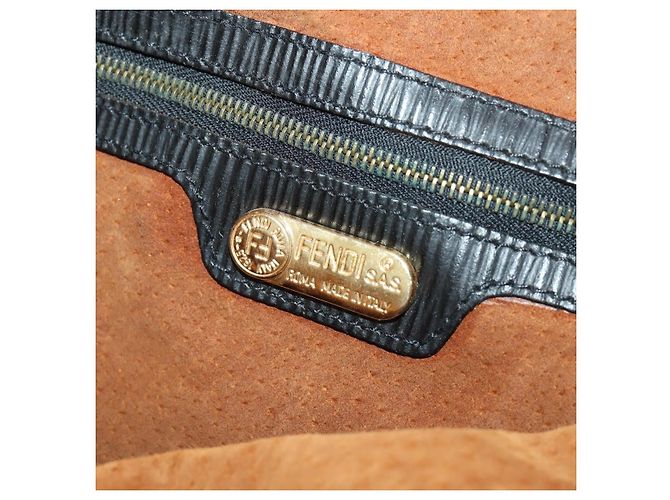 Borsa a Spalla in Tela Zucca FENDI Nero Oro Auth ep13431 D'oro - vista 11