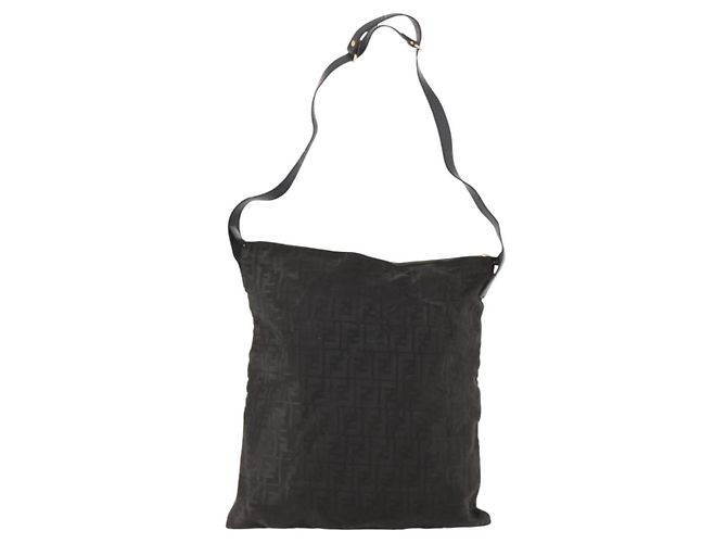 Borsa a Spalla in Tela Zucca FENDI Nero Oro Auth ep13431 D'oro - vista 2