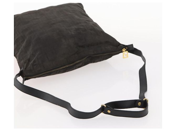 Borsa a Spalla in Tela Zucca FENDI Nero Oro Auth ep13431 D'oro - vista 7