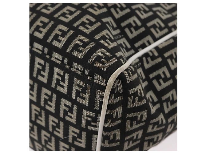 FENDI Zucchino Canvas Tote Bag Schwarz Grau Auth ka2926 Braun - Ansicht 10