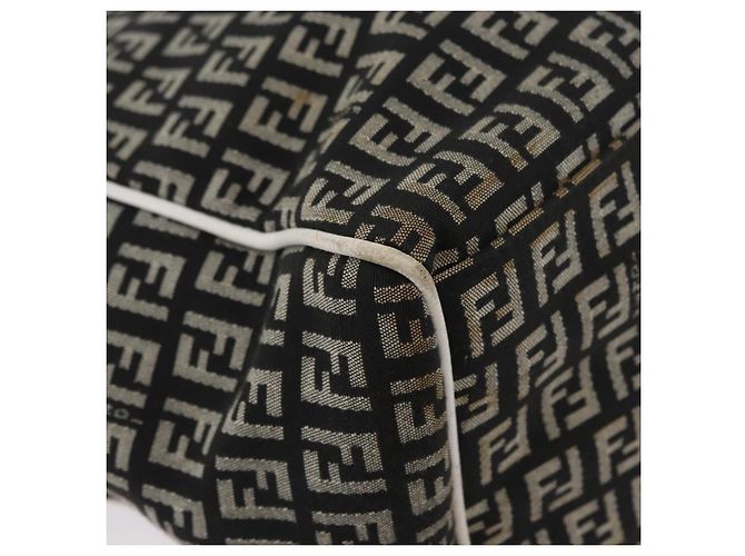 FENDI Zucchino Canvas Tote Bag Schwarz Grau Auth ka2926 Braun - Ansicht 16