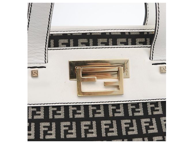 FENDI Zucchino Canvas Tote Bag Schwarz Grau Auth ka2926 Braun - Ansicht 17