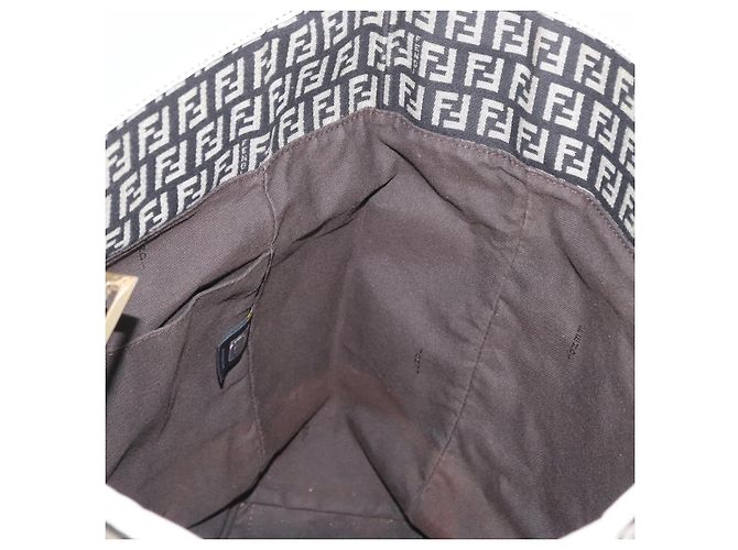FENDI Zucchino Canvas Tote Bag Schwarz Grau Auth ka2926 Braun - Ansicht 19