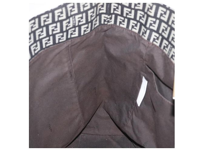FENDI Zucchino Canvas Tote Bag Schwarz Grau Auth ka2926 Braun - Ansicht 20