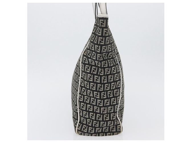 FENDI Zucchino Canvas Tote Bag Schwarz Grau Auth ka2926 Braun - Ansicht 4