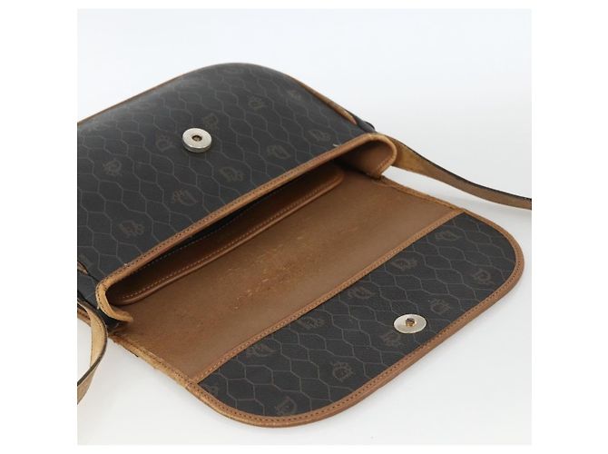 Borsa a spalla in tela a nido d'ape PVC nera e oro Christian Dior Auth ka2876 Nero D'oro - vista 10