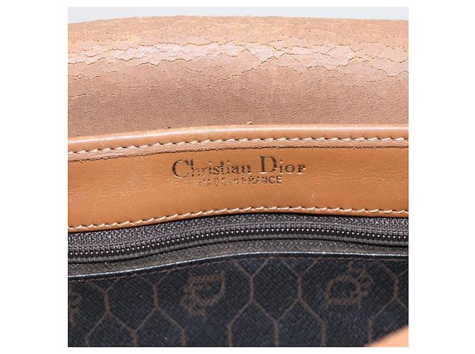 Borsa a spalla in tela a nido d'ape PVC nera e oro Christian Dior Auth ka2876 Nero D'oro - vista 11
